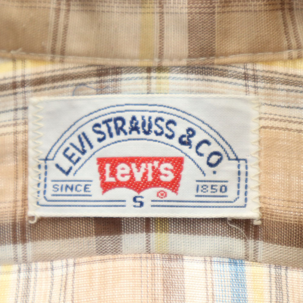 Levi's リーバイス 70s 80s USA製 ヴィンテージ チェック柄 長袖 シャツ S ブラウン系 メンズ