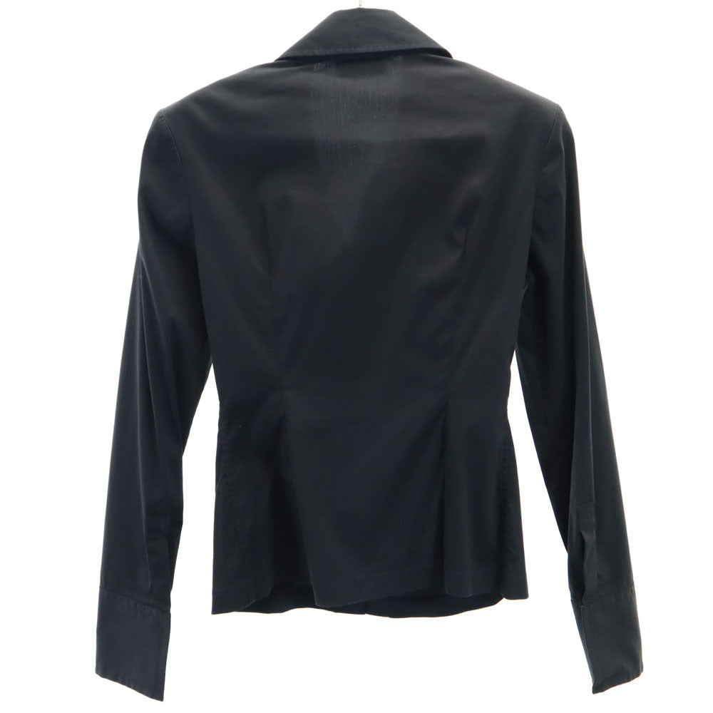 グッチ イタリア製 長袖 オープンカラーシャツ 38 ブラック GUCCI レディース