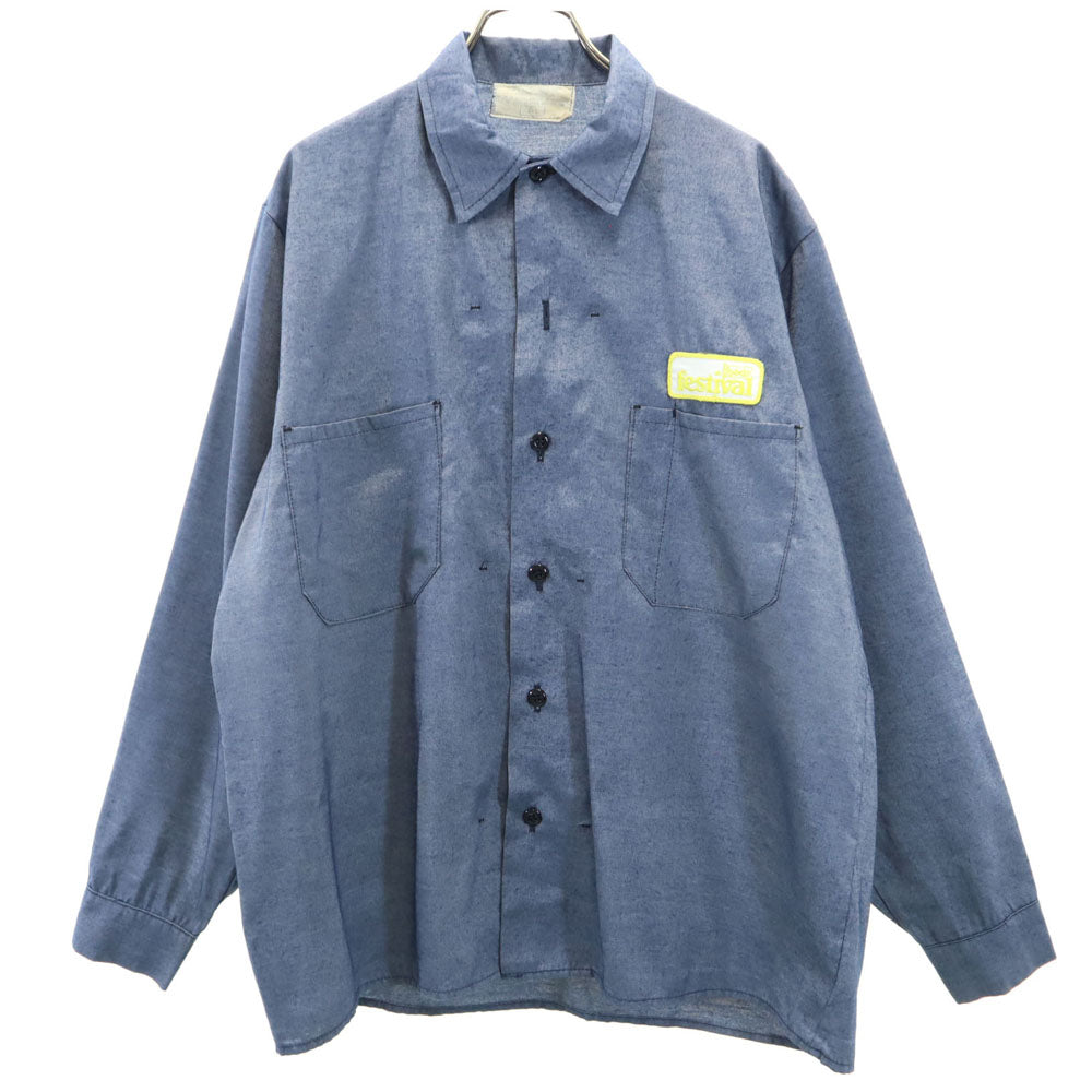 Fesutival 80s ヴィンテージ 長袖 シャツ M ブルー系 メンズ