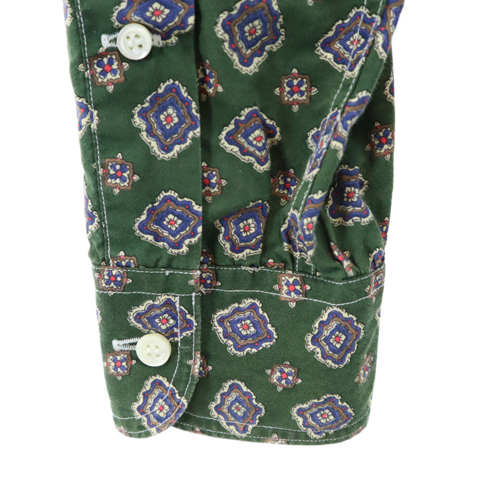コムデギャルソンオム 2012年 日本製 総柄 長袖 ボタンダウンシャツ S グリーン COMME des GARCONS HOMME メンズ