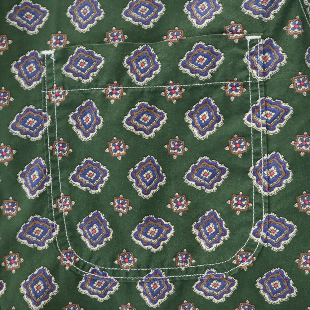 コムデギャルソンオム 2012年 日本製 総柄 長袖 ボタンダウンシャツ S グリーン COMME des GARCONS HOMME メンズ