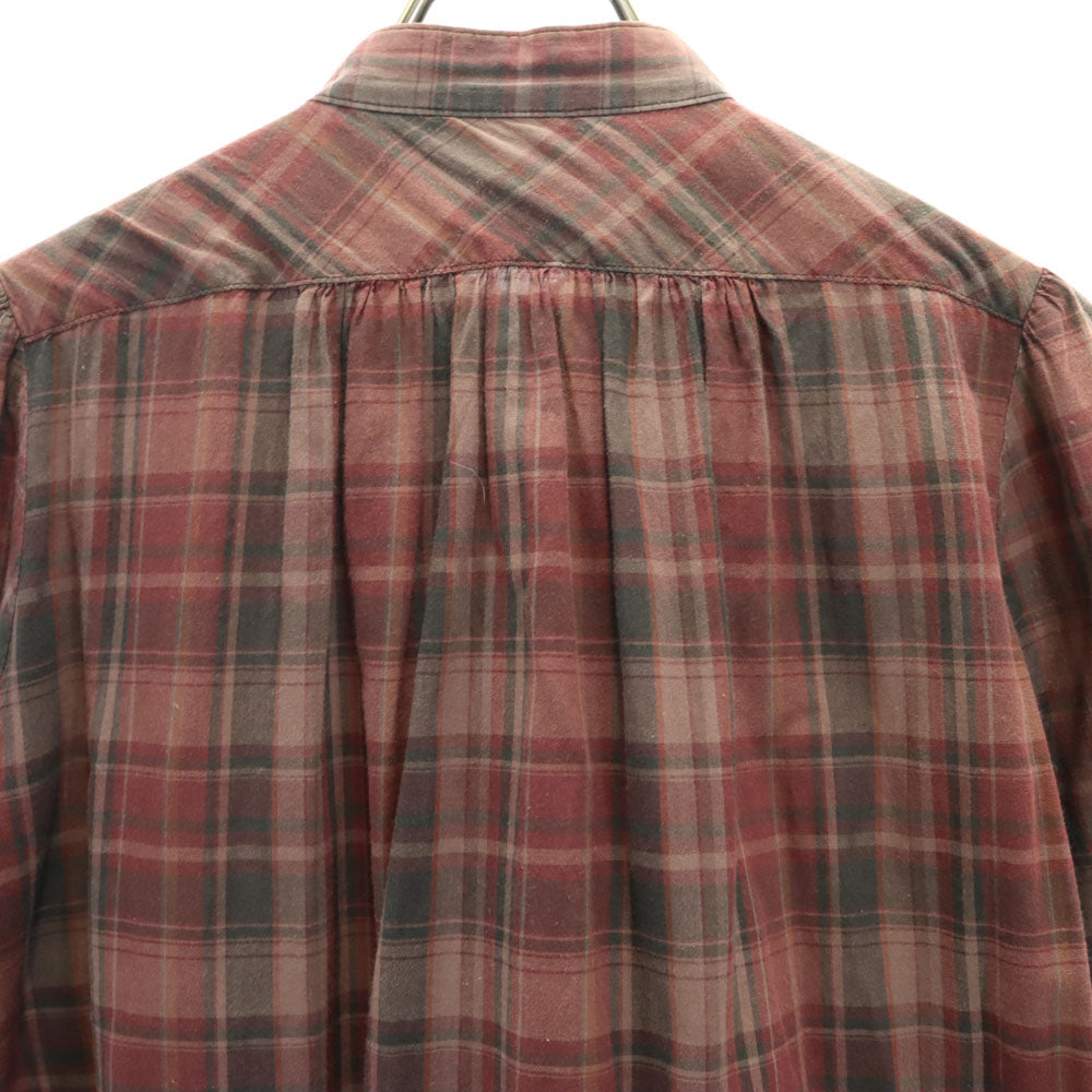 HYSTERIC ヒステリック チェック柄 長袖 ピンタック バンドカラーシャツ F ブラウン系 チュニック レディース