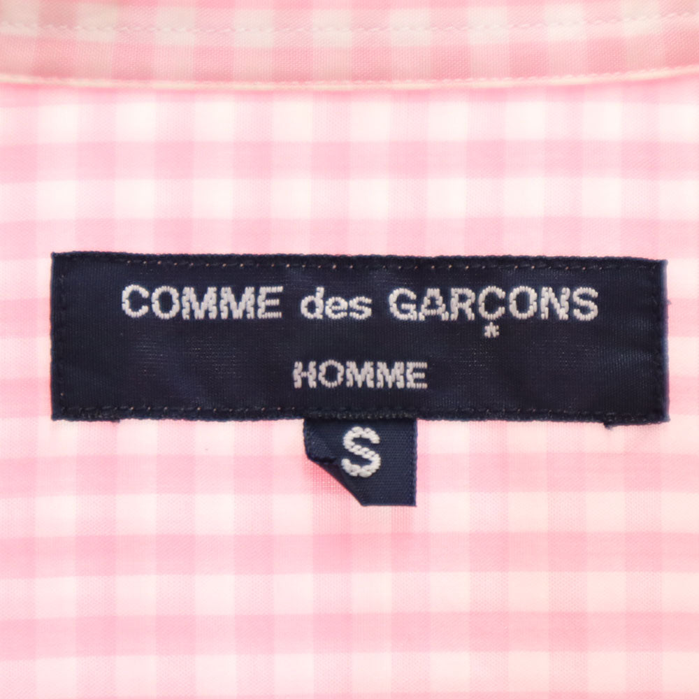 コムデギャルソンオム ギンガムチェック柄 長袖 シャツ S ピンク COMME des GARCONS HOMME メンズ