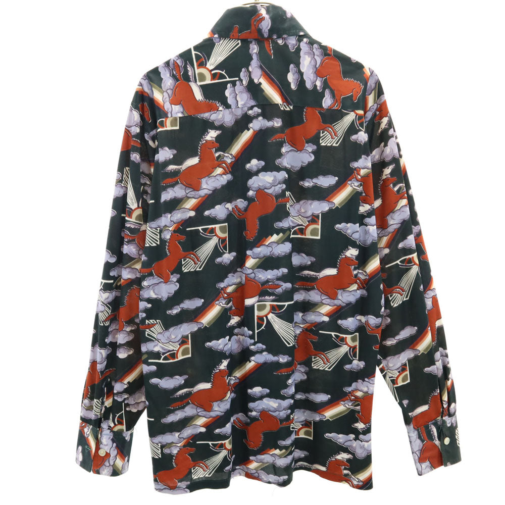 Designerschoice 70s ヴィンテージ 総柄 長袖 シャツ グリーン系 メンズ