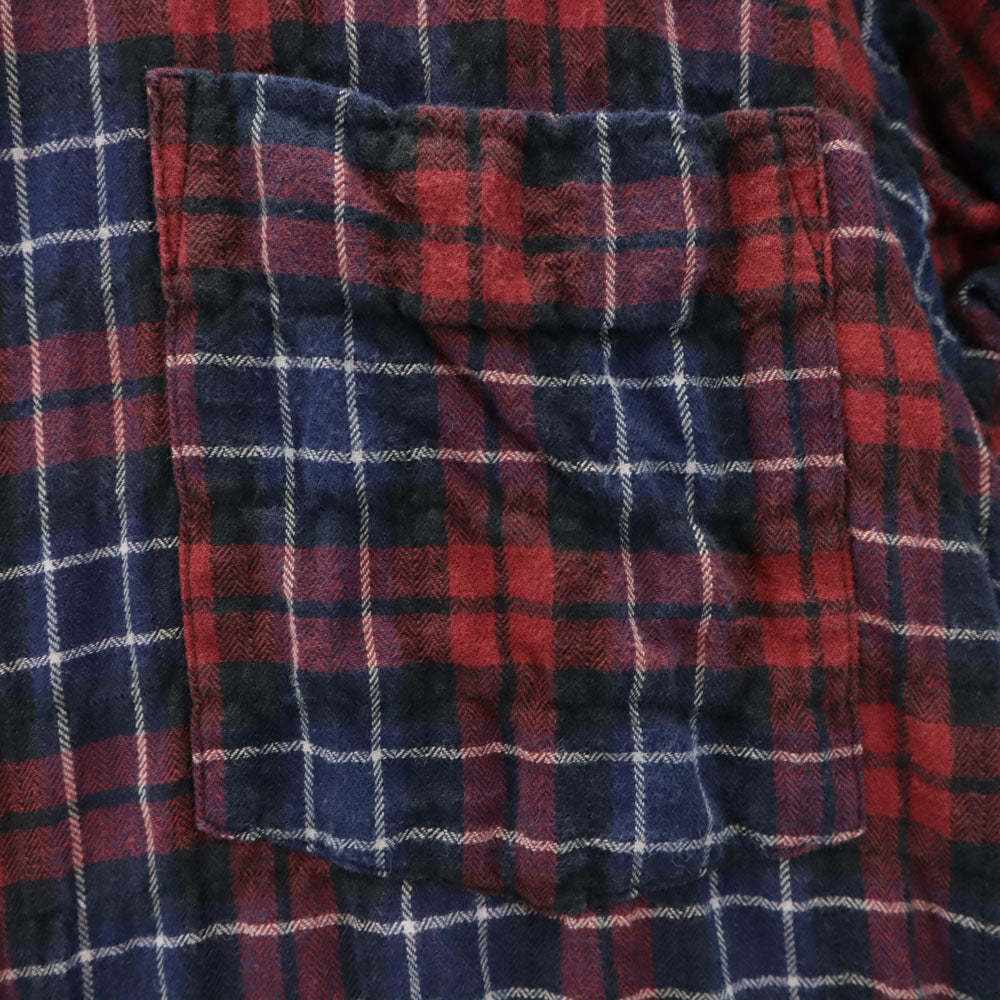 COMME des GARCONS HOMME コムデギャルソンオム 2009年 00s 日本製 チェック柄 長袖 ワッシャー加工 ソフトオックスフォード切替 ネルシャツ S ネイビー 他 メンズ