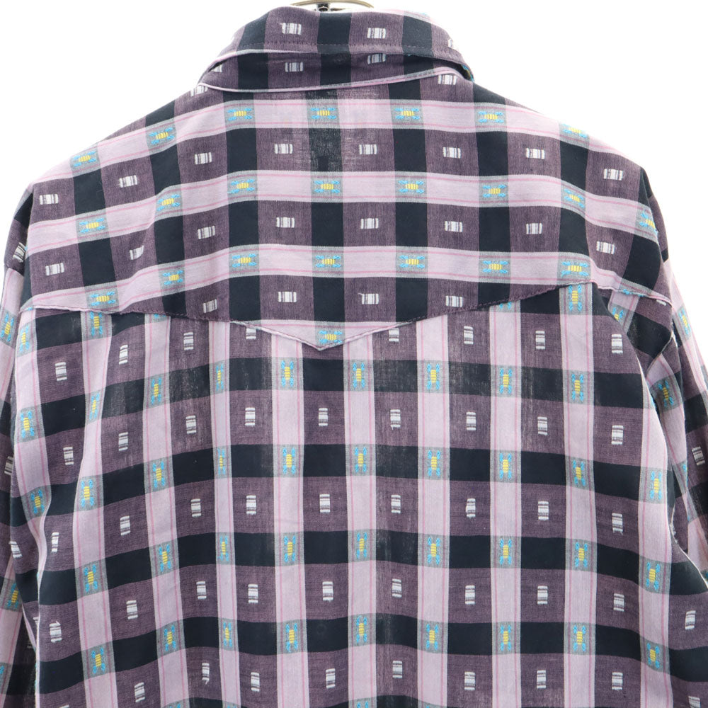 PERMANENT PRESS パーマネントプレス 70s 80s USA製 ヴィンテージ チェック柄 長袖 ウエスタンシャツ 16/33 パープルピンク 他 メンズ