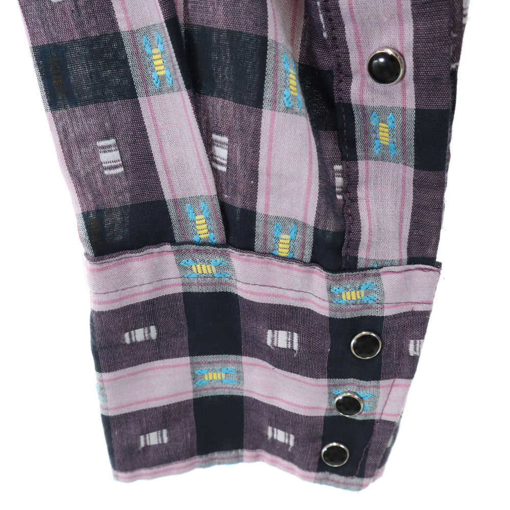 PERMANENT PRESS パーマネントプレス 70s 80s USA製 ヴィンテージ チェック柄 長袖 ウエスタンシャツ 16/33 パープルピンク 他 メンズ