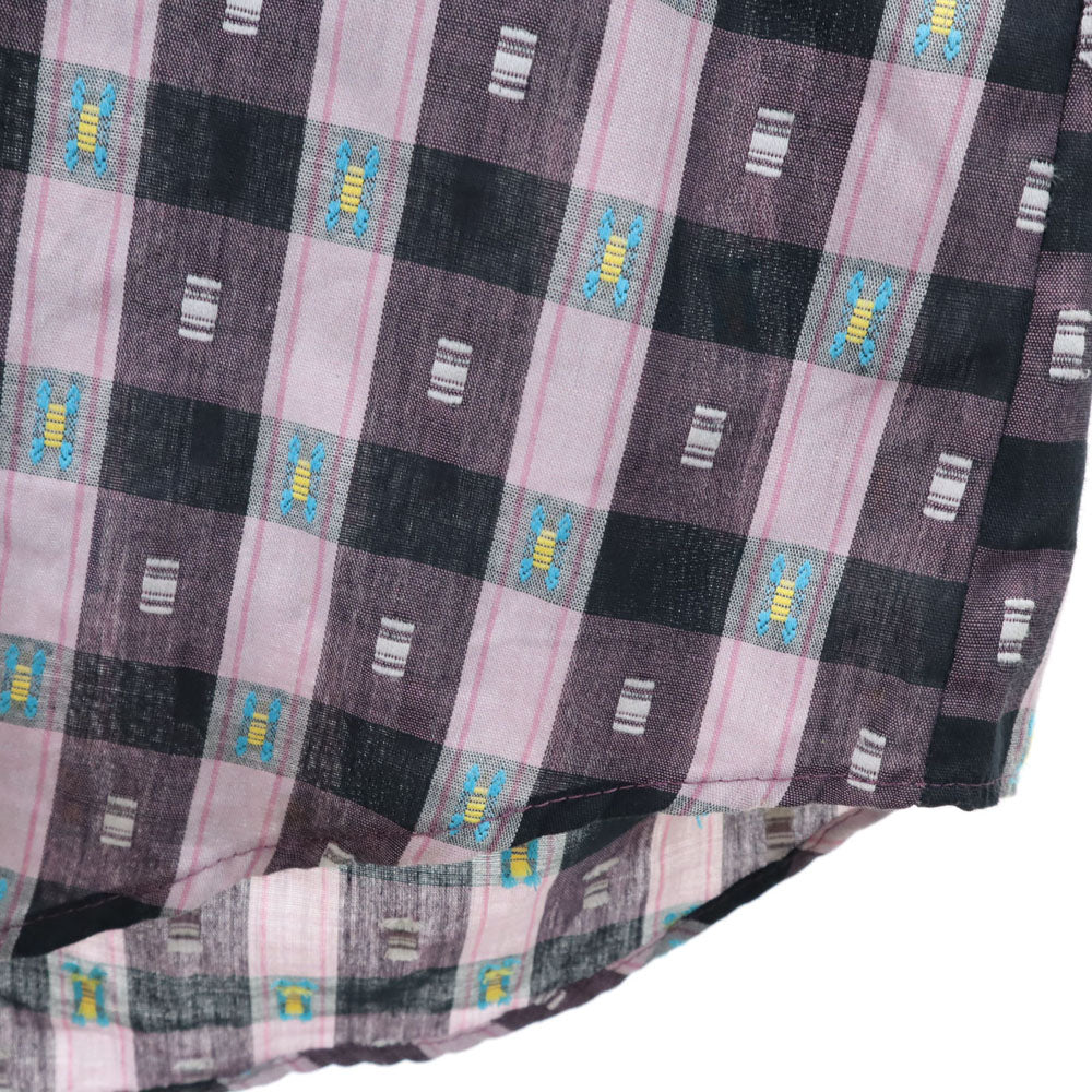 PERMANENT PRESS パーマネントプレス 70s 80s USA製 ヴィンテージ チェック柄 長袖 ウエスタンシャツ 16/33 パープルピンク 他 メンズ