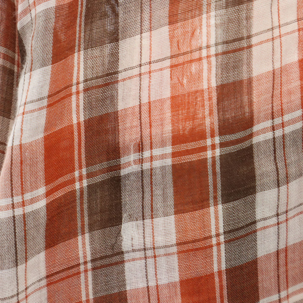 P.J.western wear 80s ヴィンテージ チェック柄 長袖 ウエスタンシャツ M ブラウン 他 メンズ