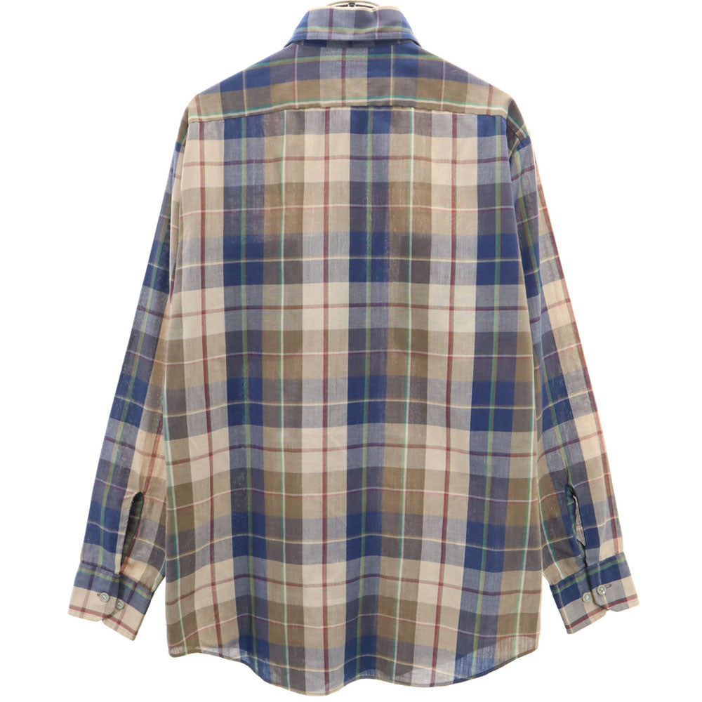 キングスポーツ 60s 70s ヴィンテージ チェック柄 長袖 シャツ S ブラウン系 メンズ
