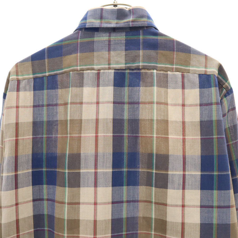キングスポーツ 60s 70s ヴィンテージ チェック柄 長袖 シャツ S ブラウン系 メンズ