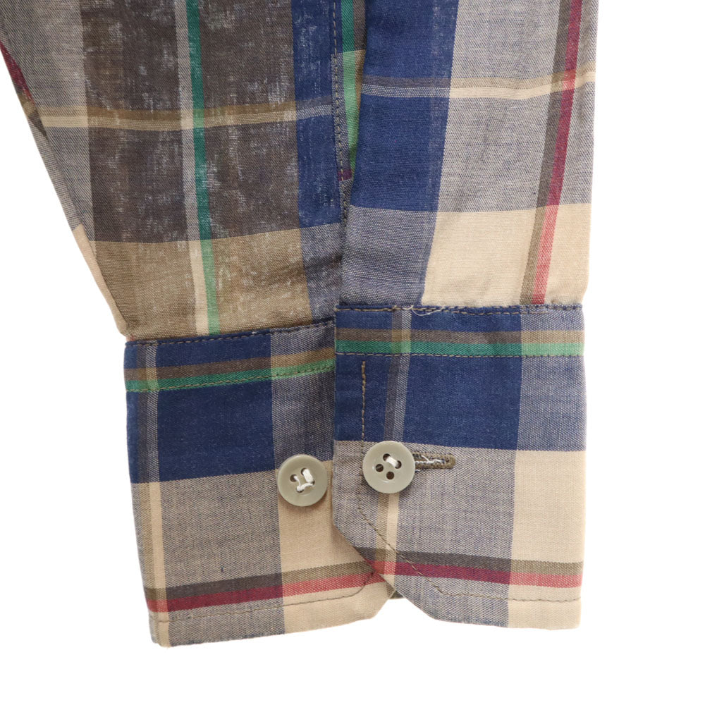 キングスポーツ 60s 70s ヴィンテージ チェック柄 長袖 シャツ S ブラウン系 メンズ