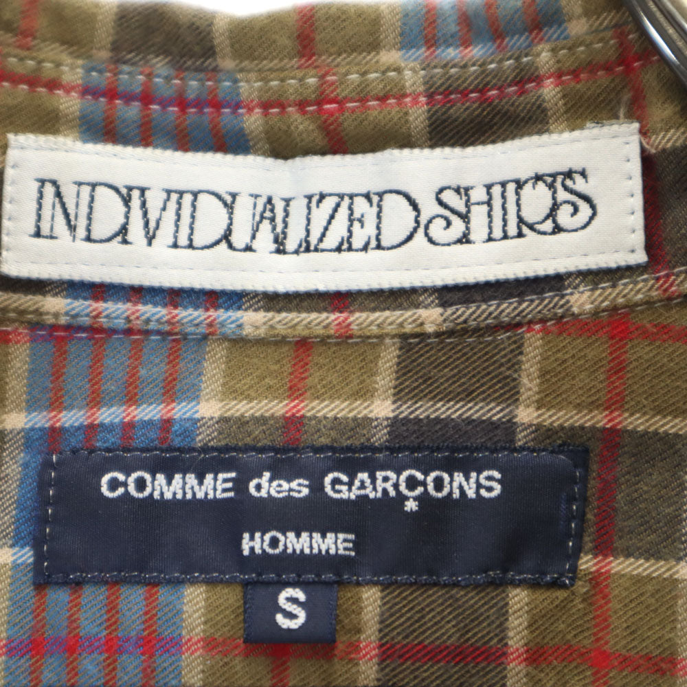 COMME des GARCONS HOMME コムデギャルソンオム 2013年 USA製 インディビジュアライズトシャツ コラボ チェック柄 長袖 ボタンダウンシャツ S カーキブラウン系 ｘINDIVIDUALIZED SHIRT メンズ
