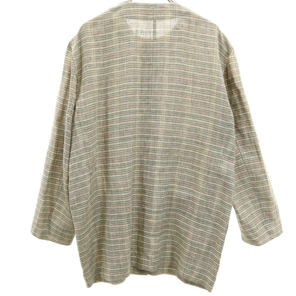 Givenchy ジバンシー 90s リネン オールド チェック柄 ジャケット 9 ブラウン レディース