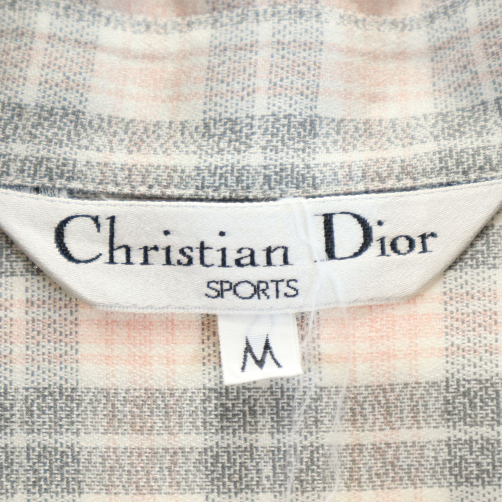Christian Dior クリスチャンディオール 90s オールド チェック柄 長袖 ボタンダウンシャツ M ピンク系 レディース