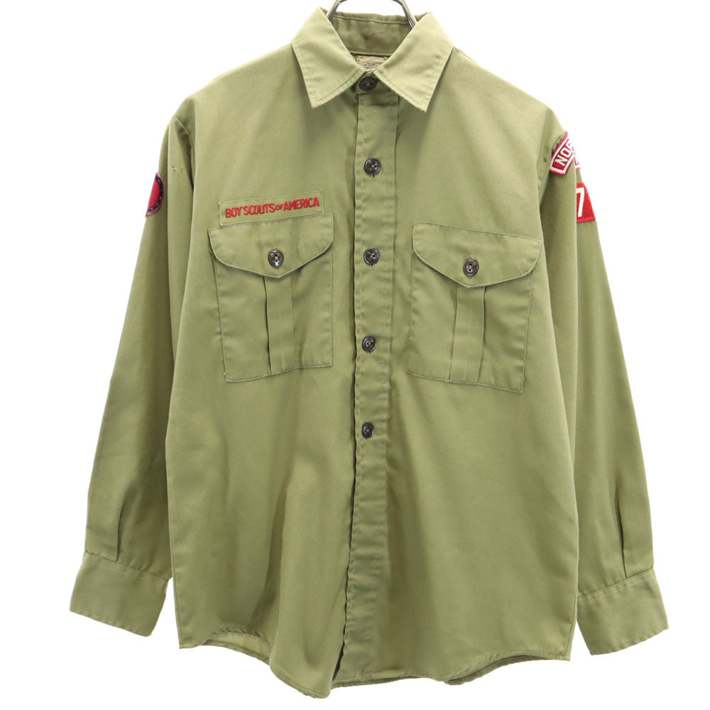 ボーイスカウトオブアメリカ 70s ヴィンテージ 長袖 シャツ カーキ系 キッズ