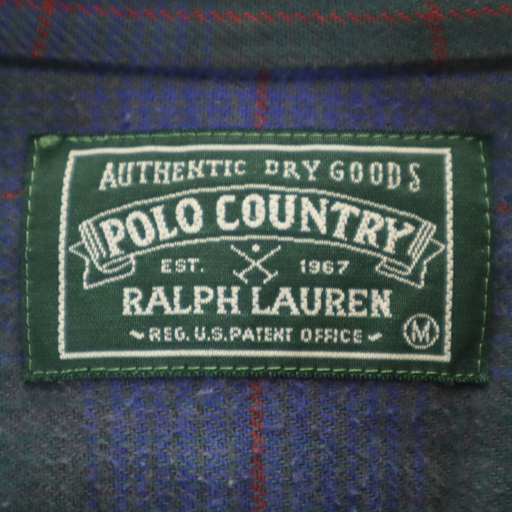 POLO COUNTRY ポロカントリー 80s 90s オールド チェック 長袖 シャツ M ブルー系 RALPH LAUREN メンズ