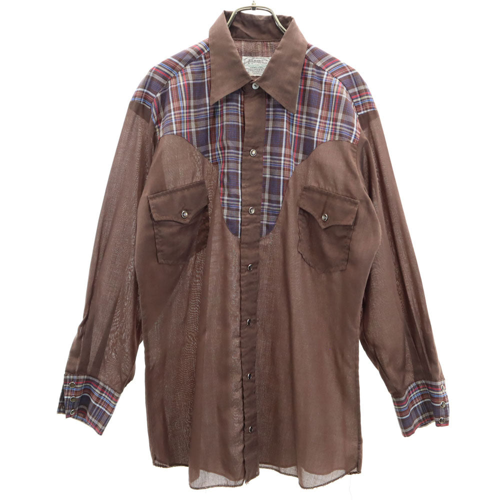 H BAR C エイチバーシー 70s ヴィンテージ 長袖 ウエスタンシャツ ブラウン系 メンズ