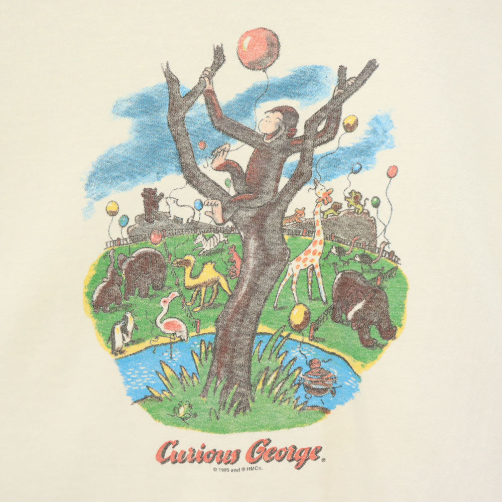 GILDAN ギルダン 90s おさるのジョージ 半袖 Tシャツ L アイボリー系 オールド メンズ