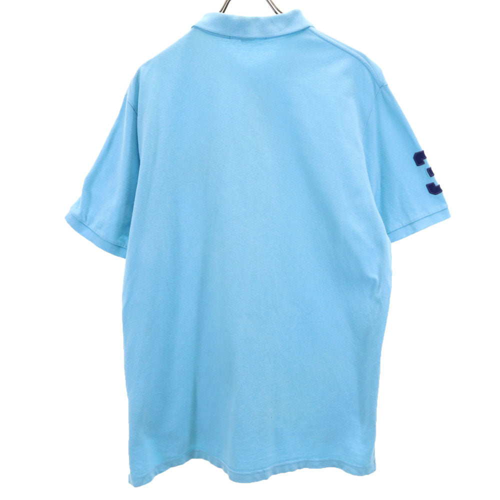 ポロバイラルフローレン 90s 半袖 ポロシャツ XL 水色 Polo by Ralph Lauren 鹿の子 オールド メンズ
