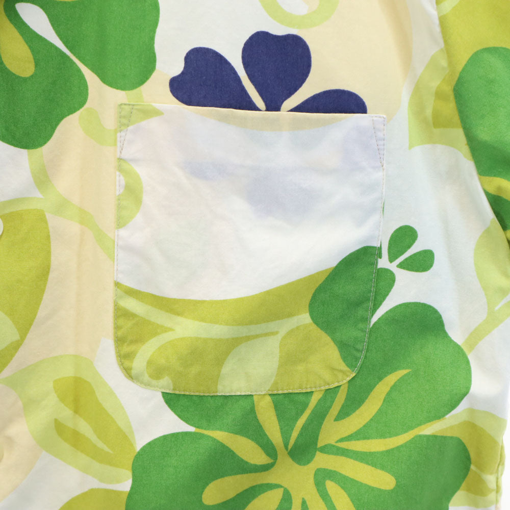 ストラクチャー ハイビスカス柄 半袖 オープンカラー アロハシャツ グリーン 他 STRUCTURE メンズ