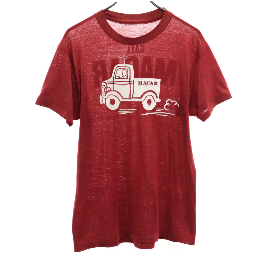 VINTAGE ヴィンテージ 70s 80s MACAR 半袖 シングルステッチ Tシャツ ワインレッド メンズ