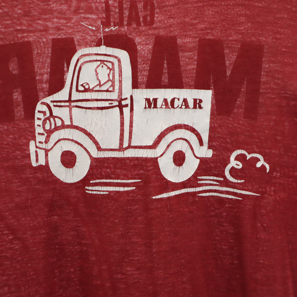 VINTAGE ヴィンテージ 70s 80s MACAR 半袖 シングルステッチ Tシャツ ワインレッド メンズ