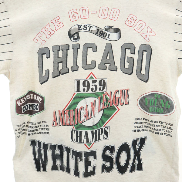 ロングゴーン 90s USA製 オールド シカゴ・ホワイトソックス 7分袖 Tシャツ L ライトグレー Long Gon シングルステッチ CHICAGO WHITE SOX メンズ