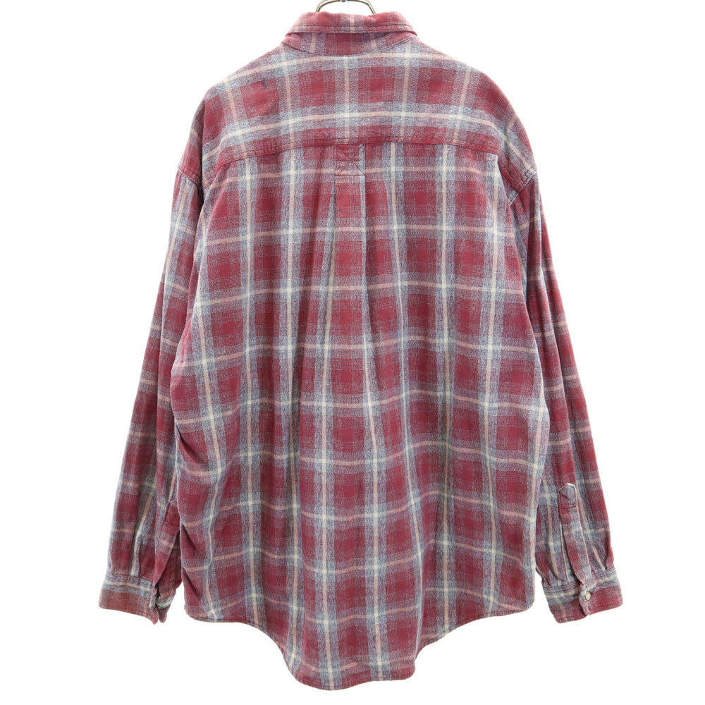 L.L.Bean エルエルビーン 70s 80s USA製 チェック柄 長袖 ボタンダウンシャツ L ワインレッド系 オールド ヴィンテージ メンズ