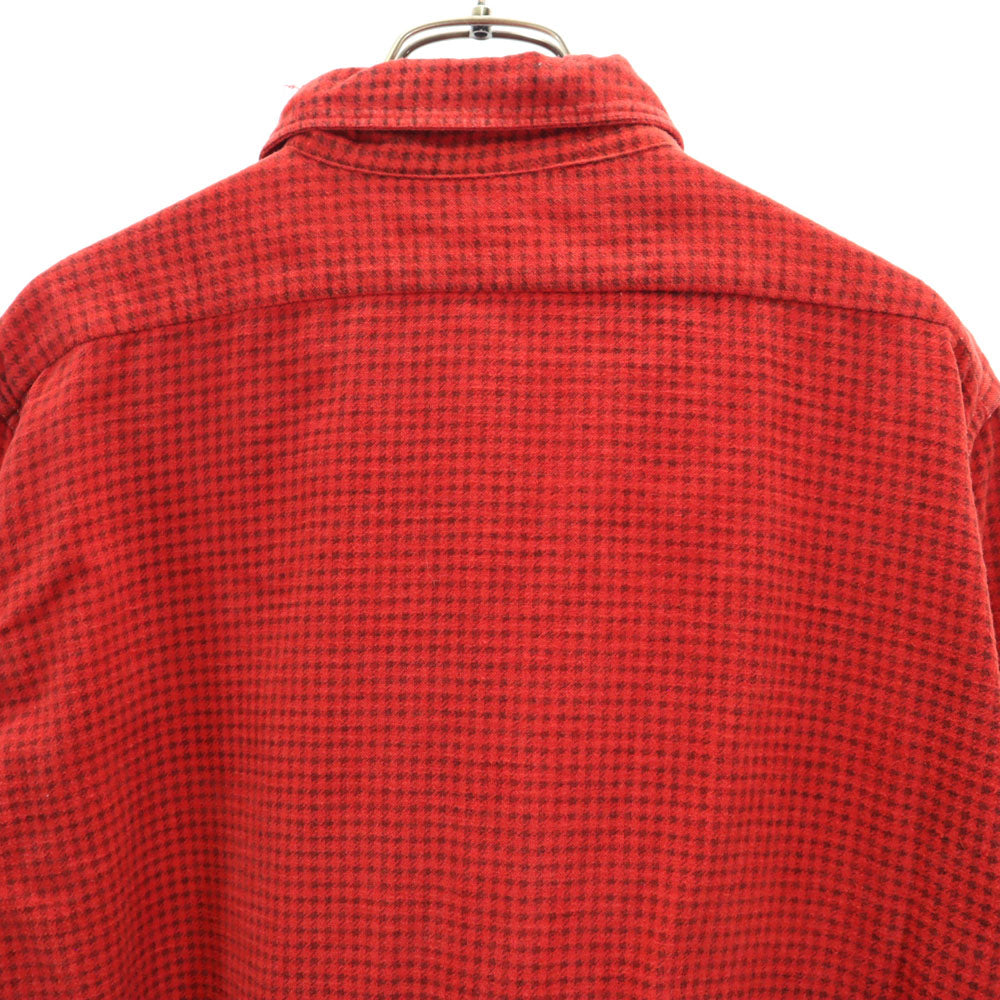 Pilgrim ピルグリム 40s 50s 千鳥格子 長袖 プリント ネルシャツ 15 15 1/2 レッド SEARS オールド ヴィンテージ マチ付き メンズ