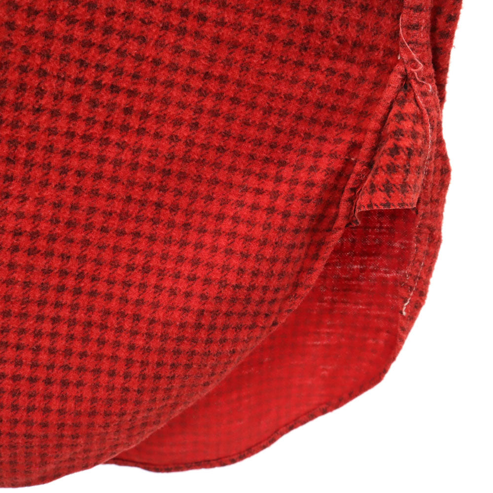 Pilgrim ピルグリム 40s 50s 千鳥格子 長袖 プリント ネルシャツ 15 15 1/2 レッド SEARS オールド ヴィンテージ マチ付き メンズ