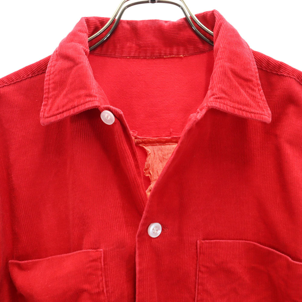クランブルック 50s 長袖 コーデュロイシャツ L レッド メンズ