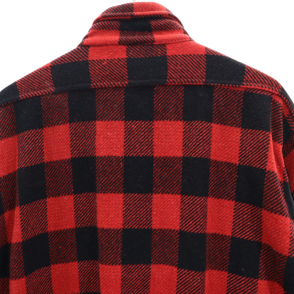 パワーハウス 60s 70s バッファローチェック 長袖 ヘビーネル シャツ レッド オールド ヴィンテージ マチ付き メンズ