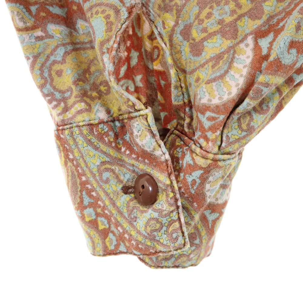 70s ペイズリー柄 長袖 シャツ 44 ブラウン 他 オールド ヴィンテージ メンズ