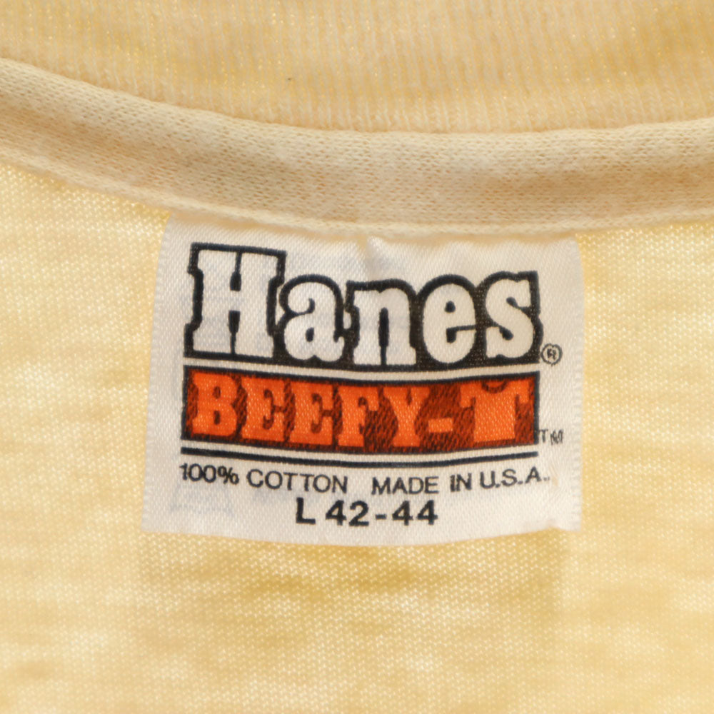 ヘインズ 70s USA製 ヴィンテージ 半袖 シングルステッチ Tシャツ L ベージュ Hanes BEEFY-T メンズ