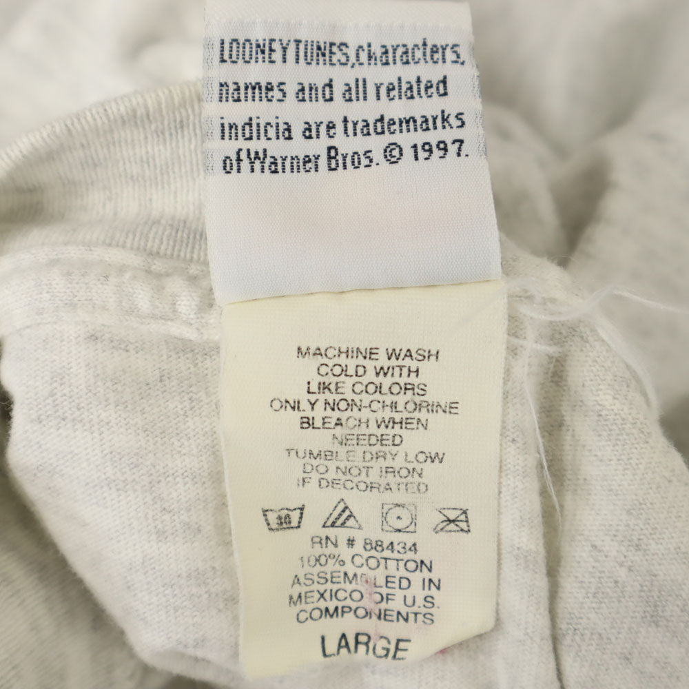 LOONEY TUNES ルーニーテューンズ 90s オールド ワーナーブラザーズ 半袖 Tシャツ L グレー バッグスバニー タズマニアンデビル メンズ