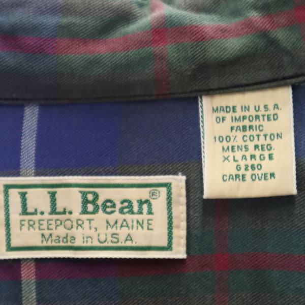 エルエルビーン 70s USA製 チェック柄 長袖 ボタンダウンシャツ XL ネイビー 他 L.L.Bean オールド ヴィンテージ メンズ