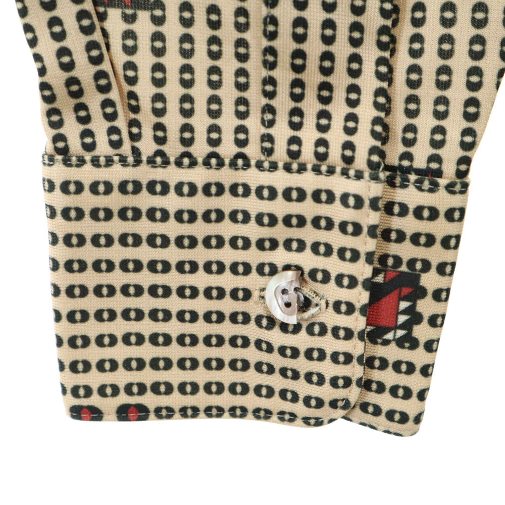 キクヤ 70s 総柄 長袖 シャツ M ベージュ オールド ヴィンテージ メンズ