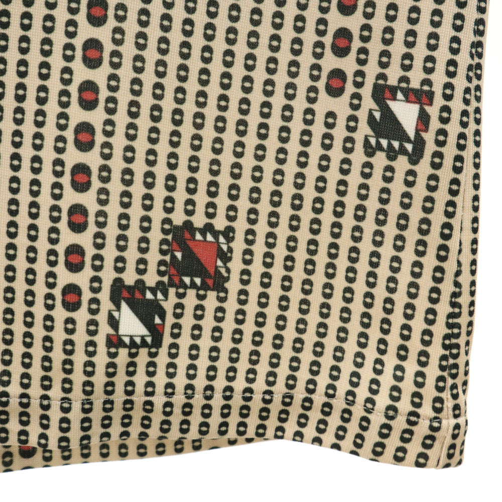 キクヤ 70s 総柄 長袖 シャツ M ベージュ オールド ヴィンテージ メンズ