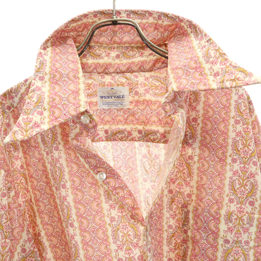 WESTVALE 70s 花柄 長袖 シャツ XL ピンク 他 WESTVALE オールド ヴィンテージ メンズ