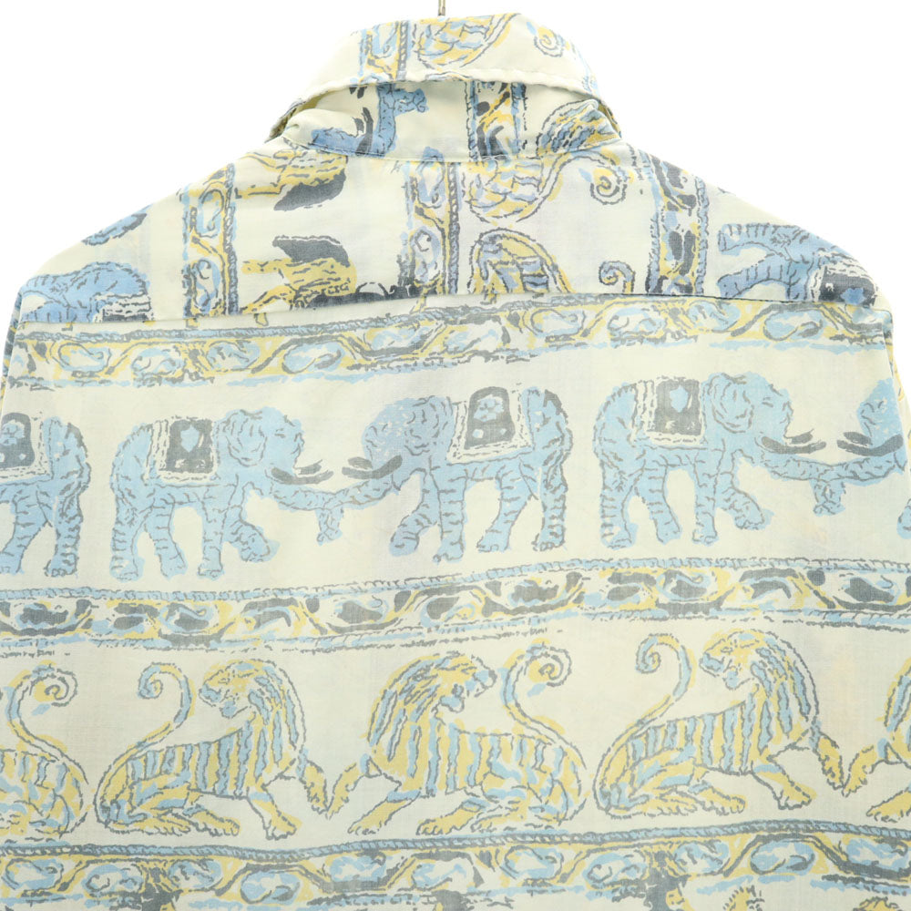 Sears シアーズ 70s アニマル柄 長袖 シャツ M アイボリー系 オールド ヴィンテージ メンズ