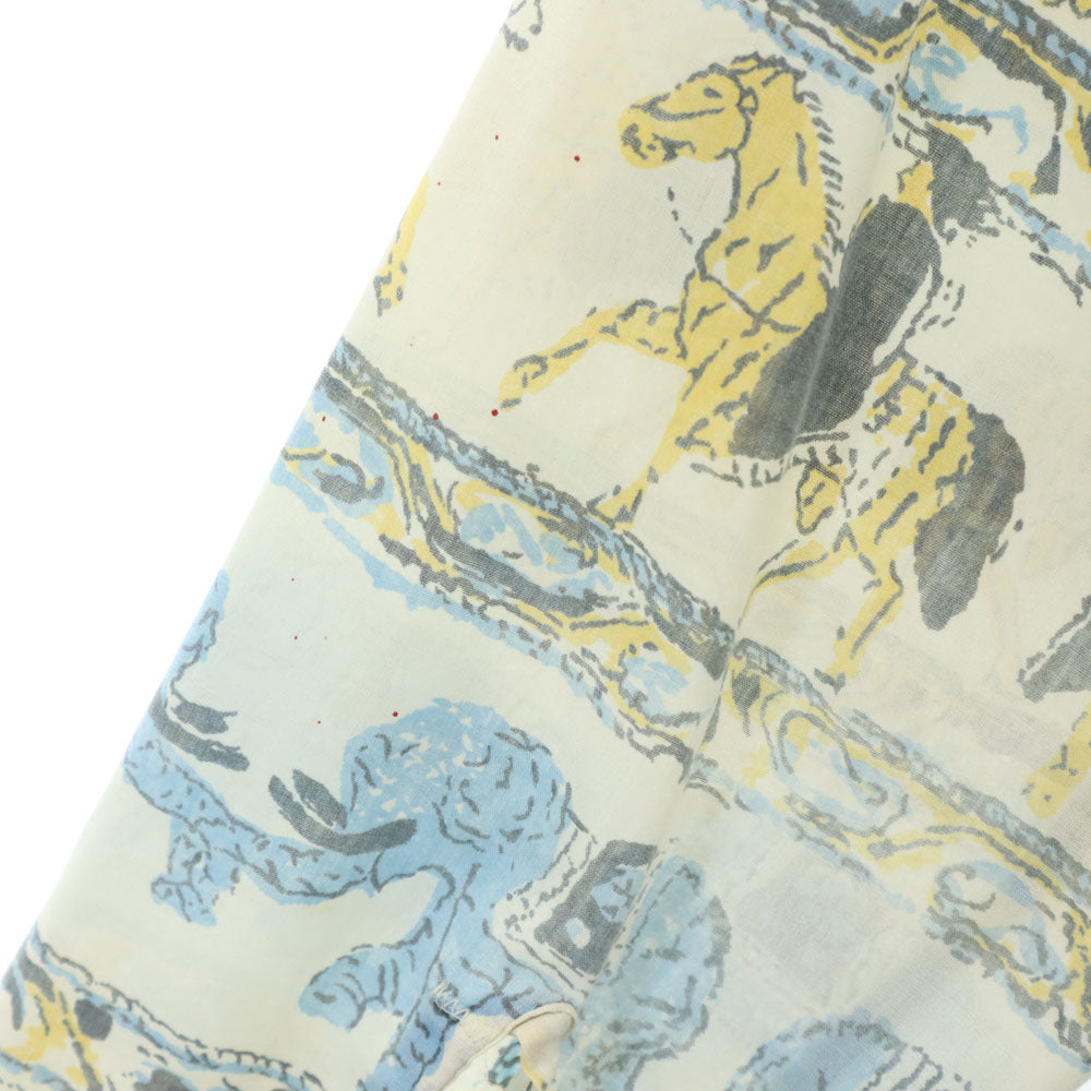 Sears シアーズ 70s アニマル柄 長袖 シャツ M アイボリー系 オールド ヴィンテージ メンズ