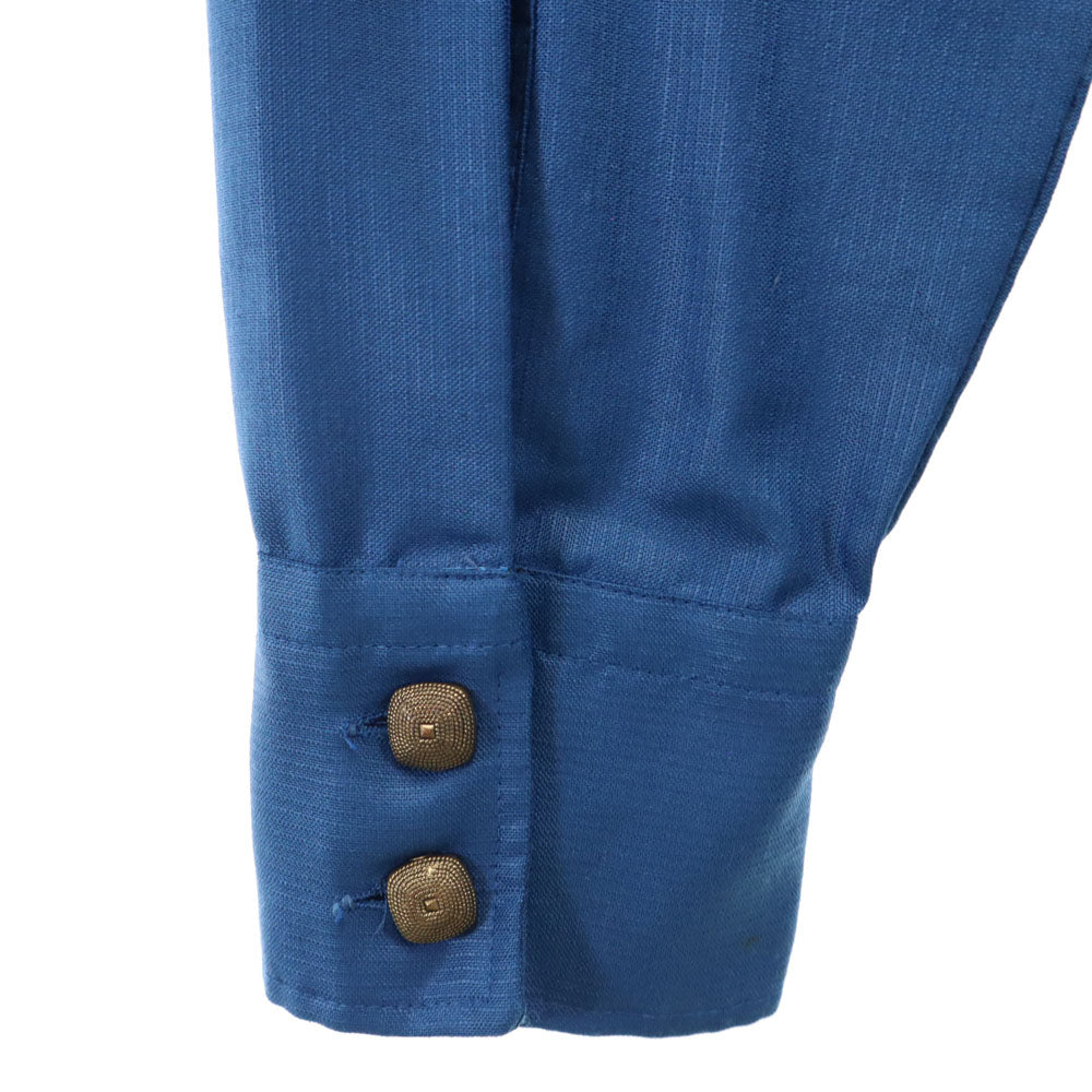 ドネガル 袋ポケット 長袖 スタンドカラー シャツ S 青紺 メンズ