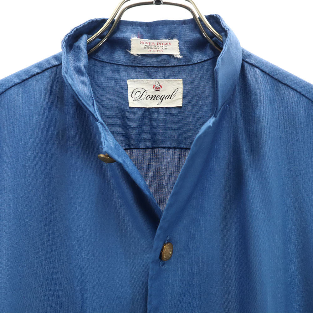 ドネガル 袋ポケット 長袖 スタンドカラー シャツ S 青紺 メンズ