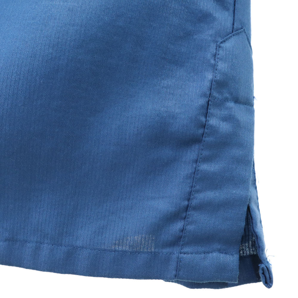 ドネガル 袋ポケット 長袖 スタンドカラー シャツ S 青紺 メンズ