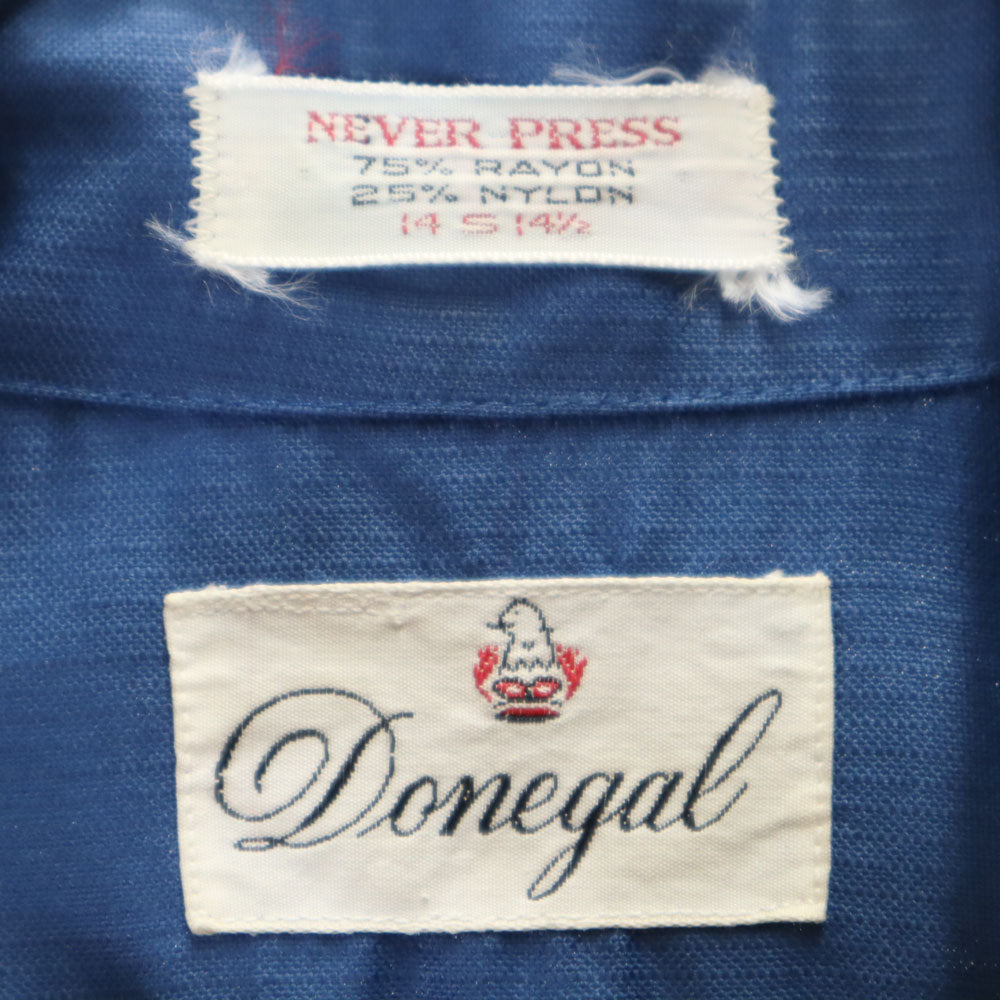 ドネガル 袋ポケット 長袖 スタンドカラー シャツ S 青紺 メンズ