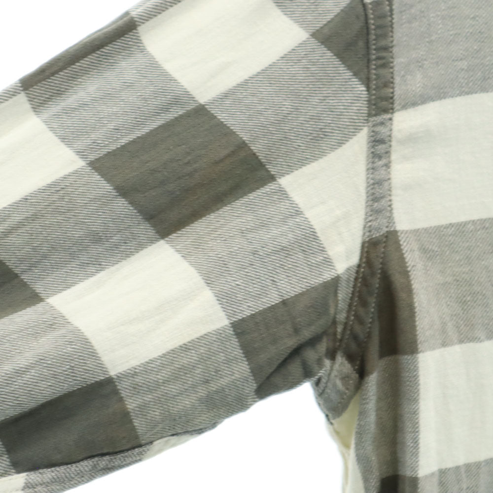 RRL ギンガムチェック柄 長袖 リネンブレンド シャツ XS カーキ×アイボリー ダブルアールエル RALPH LAUREN メンズ