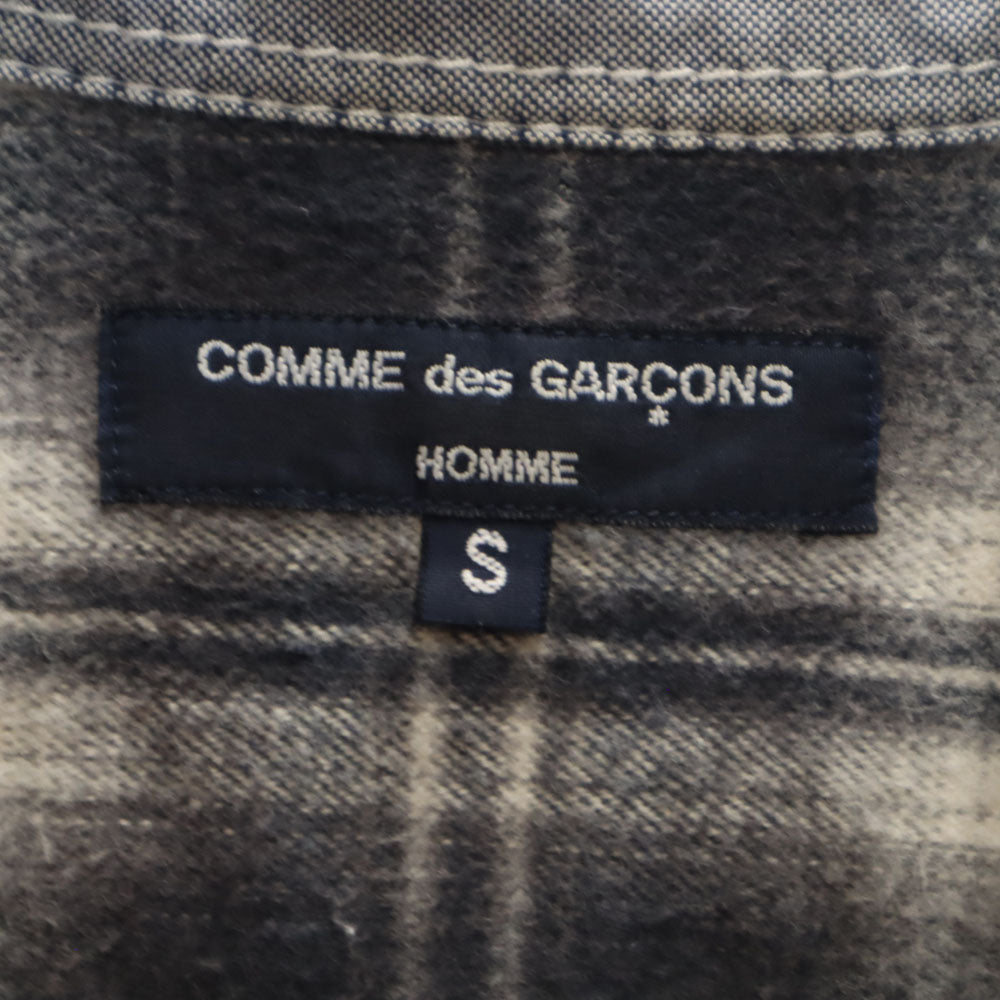 コムデギャルソンオム 2011年 日本製 チェック切替 長袖 ボタンダウンシャツ S グレー系 COMME des GARCONS HOMME メンズ