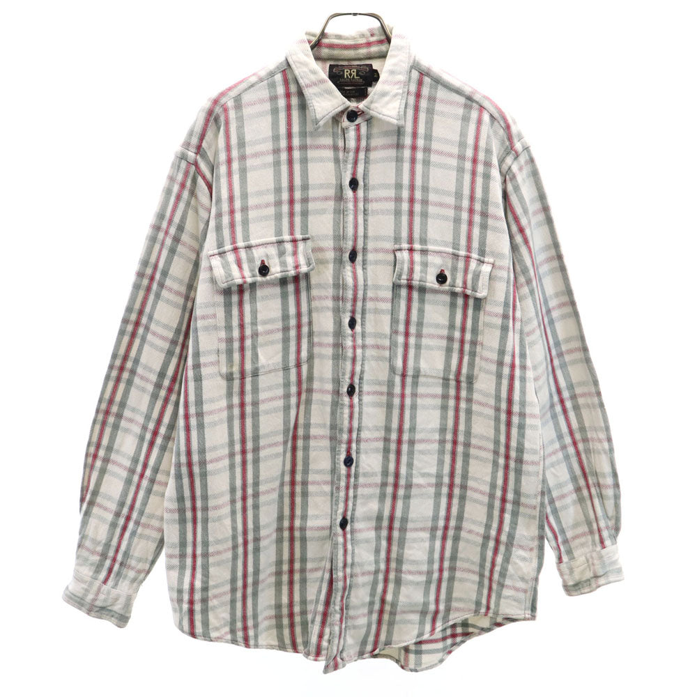 RRL 90s 初期タグ 赤3星 オールド チェック柄 長袖 シャツ M グレー系 ダブルアールエル RALPH LAUREN メンズ