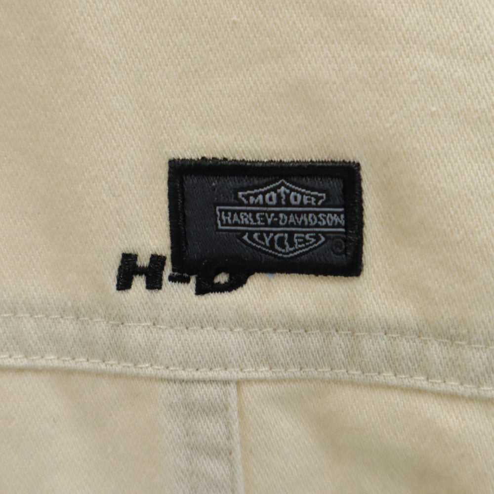 HARLEY DAVIDSON ハーレーダビッドソン 90s オールド シャツジャケット ベージュ 隠しスナップボタンダウン レディース